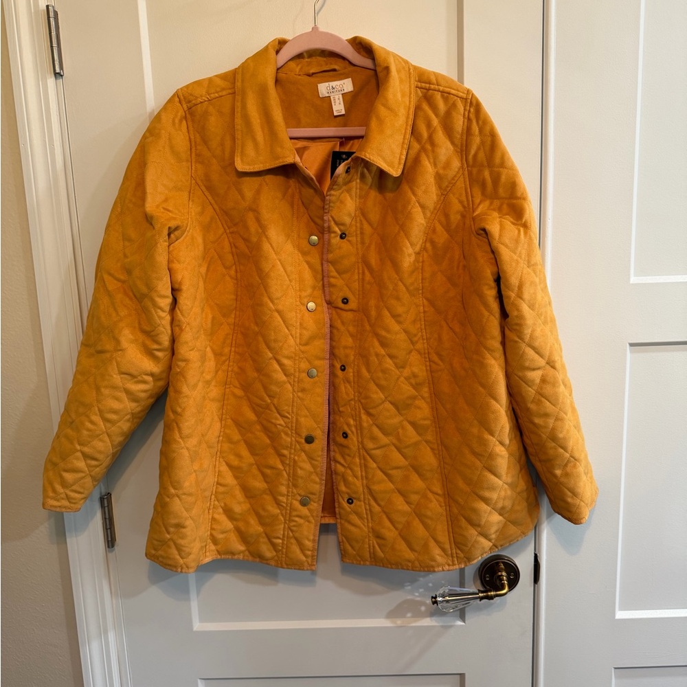 Quilted Utility Jacket in Mustard Yellow - Picture 1 of 5